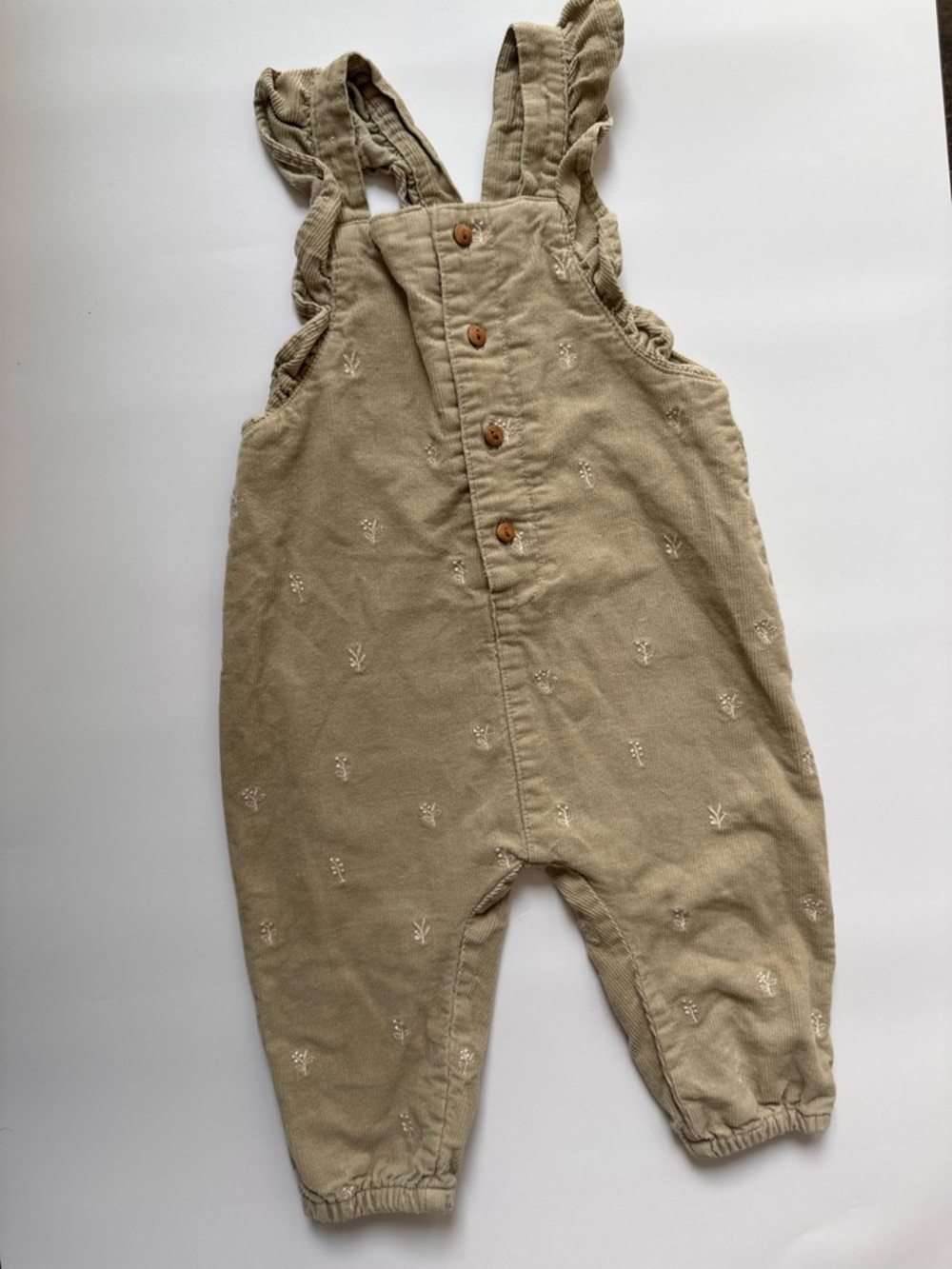 Zara Neutral Beige Embroidered Overalls
